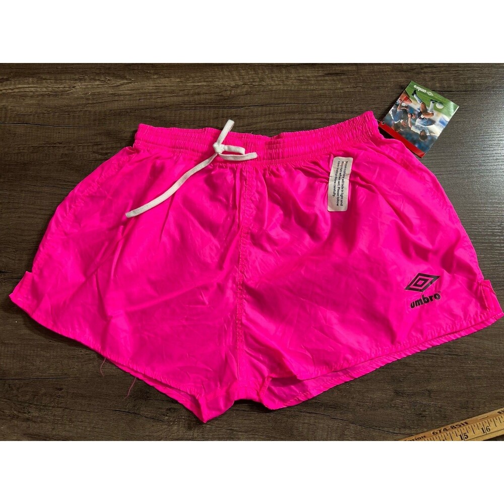 Vintage Umbro American Neon Pink Shorts Adult Large NEW